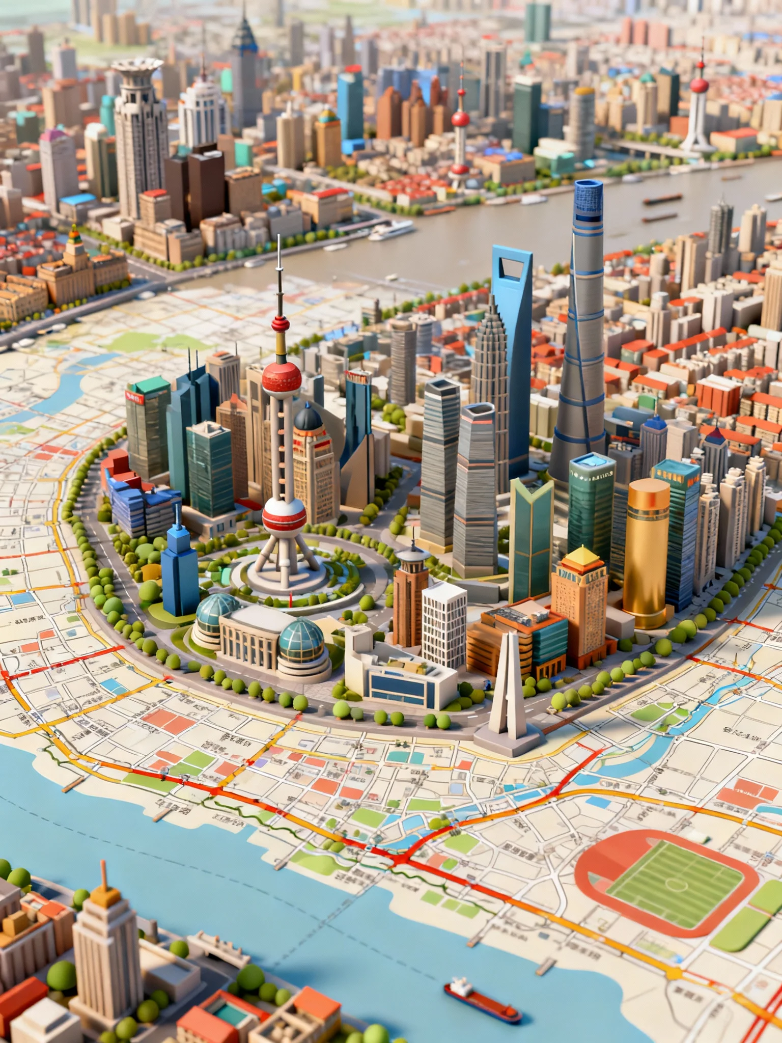 C4D多彩渲染上海地标建筑
